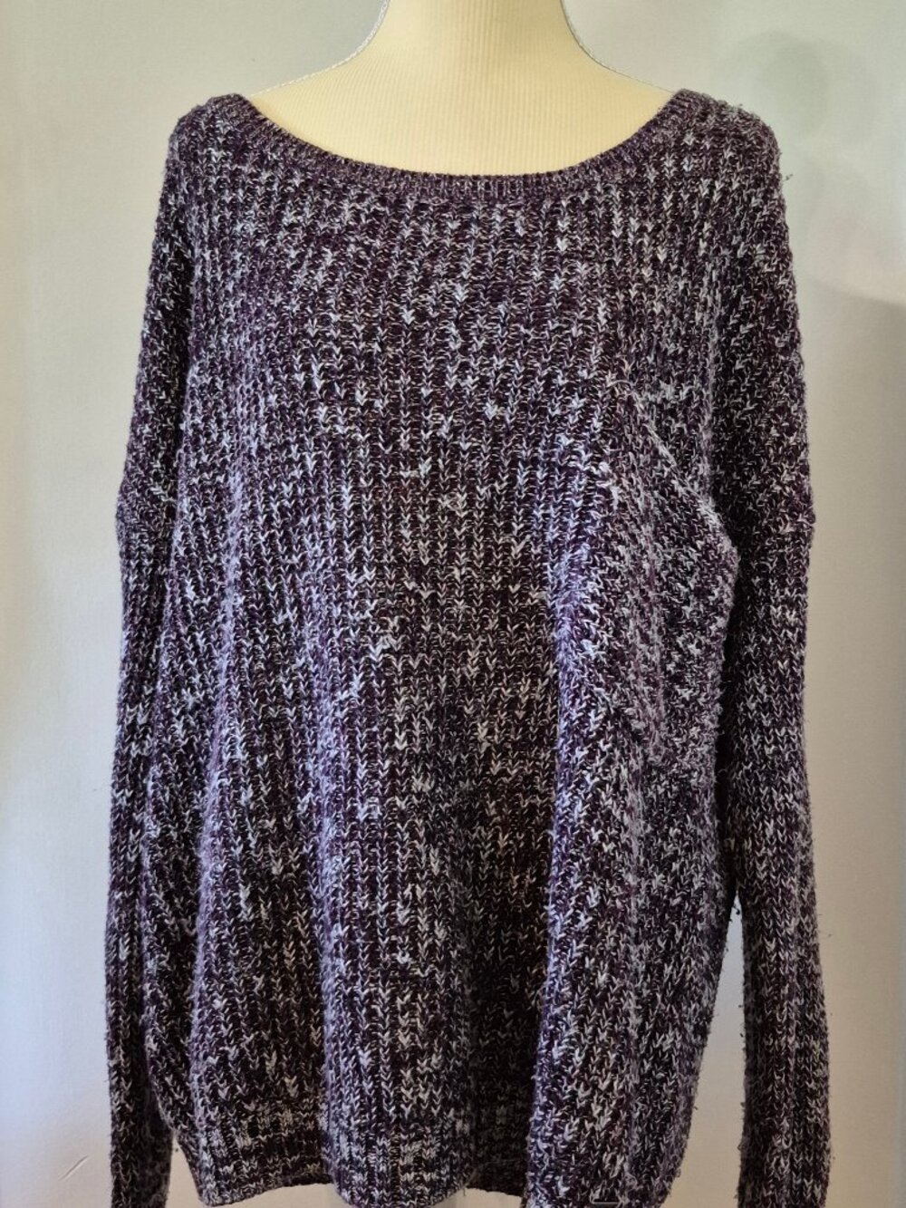 Garage Women's M L Oversized Marled Knit Sweater Slouchy Drop Shoulder Pocket